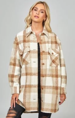 SikSilk Beige Checked Shacket
