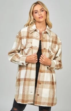 SikSilk Beige Checked Shacket -Style Zone Shop SSW 4913 4