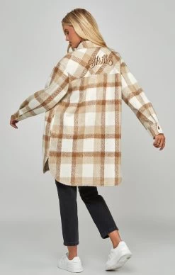SikSilk Beige Checked Shacket -Style Zone Shop SSW 4913 5
