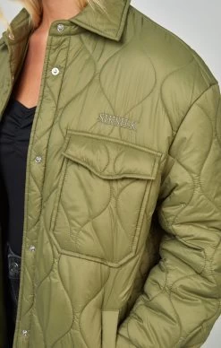 SikSilk Khaki Lightweight Quilt Jacket -Style Zone Shop SSW 4915 3