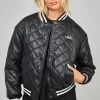 SikSilk Black Pu Quilted Varsity Jacket