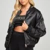 SikSilk High Shine Oversized Bomber Jacket