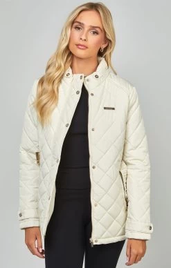 SikSilk Cream Belted Quilted Jacket