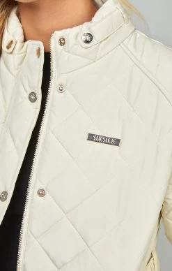 SikSilk Cream Belted Quilted Jacket -Style Zone Shop SSW 4920 3