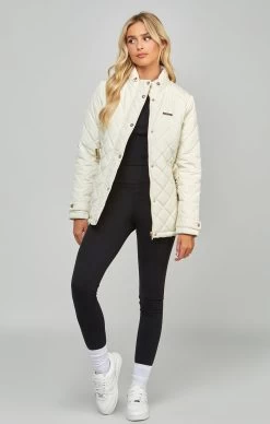 SikSilk Cream Belted Quilted Jacket -Style Zone Shop SSW 4920 4