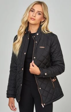SikSilk Black Belted Quilted Jacket -Style Zone Shop SSW 4921 6