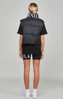 SikSilk Black Cropped Gilet -Style Zone Shop SSW 4924 5