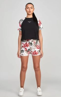 SikSilk Black Retro Tropics Crop T-Shirt -Style Zone Shop SSW 4929 3