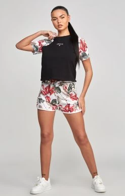 SikSilk Black Retro Tropics Crop T-Shirt -Style Zone Shop SSW 4929 4