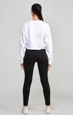 SikSilk White Crop Varsity Sweatshirt -Style Zone Shop SSW 4933 5