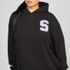 SikSilk Black Longline Varsity Hoodie -Style Zone Shop SSW 4935 1