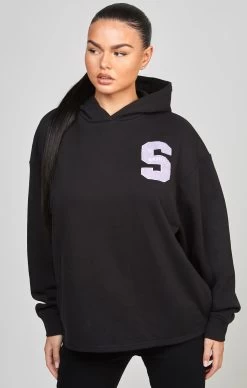SikSilk Black Longline Varsity Hoodie