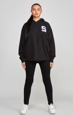 SikSilk Black Longline Varsity Hoodie -Style Zone Shop SSW 4935 3