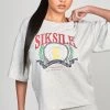 SikSilk Grey Marl Varsity Crop T-Shirt -Style Zone Shop SSW 4942 1