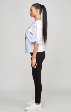 SikSilk White Varsity Crop T-Shirt -Style Zone Shop SSW 4943 4