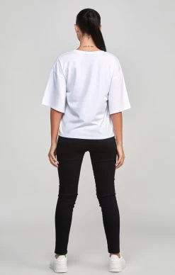 SikSilk White Varsity Crop T-Shirt -Style Zone Shop SSW 4943 5