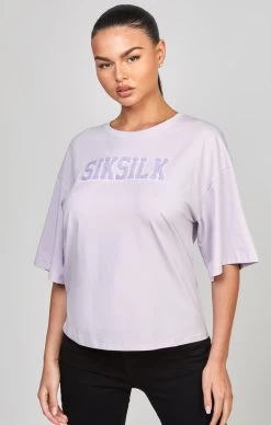 SikSilk Purple Varsity Logo Crop T-Shirt