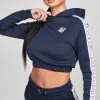 SikSilk Navy Medley Tape Crop Hoodie -Style Zone Shop SSW 4947 1