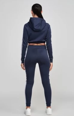 SikSilk Navy Medley Tape Crop Hoodie -Style Zone Shop SSW 4947 5