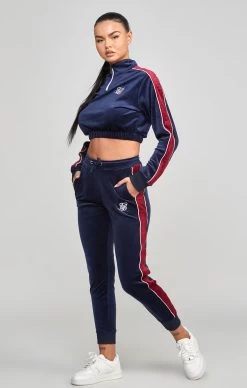 SikSilk Navy Velour Track Top -Style Zone Shop SSW 4950 4