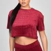 SikSilk Pink Velour Crop T-Shirt -Style Zone Shop SSW 4954 1