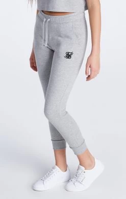 SikSilk Girls Grey Marl Essentials Cuffed Jogger
