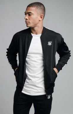 SikSilk Black Track Bomber Jacket